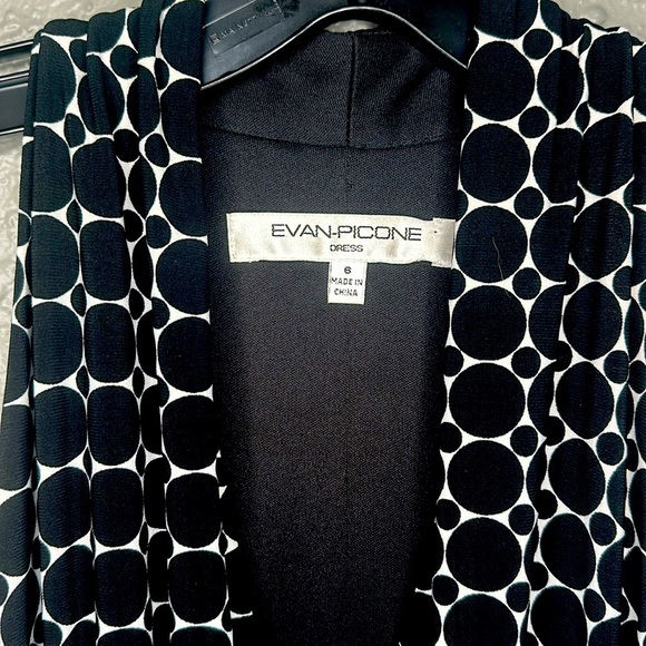 Black Polka Dot Dress 6 Medium Yellow EVAN PICONE - Picture 2 of 7